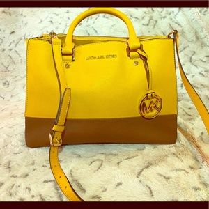 Michael Kors Yellow and Brown leather Purse.
